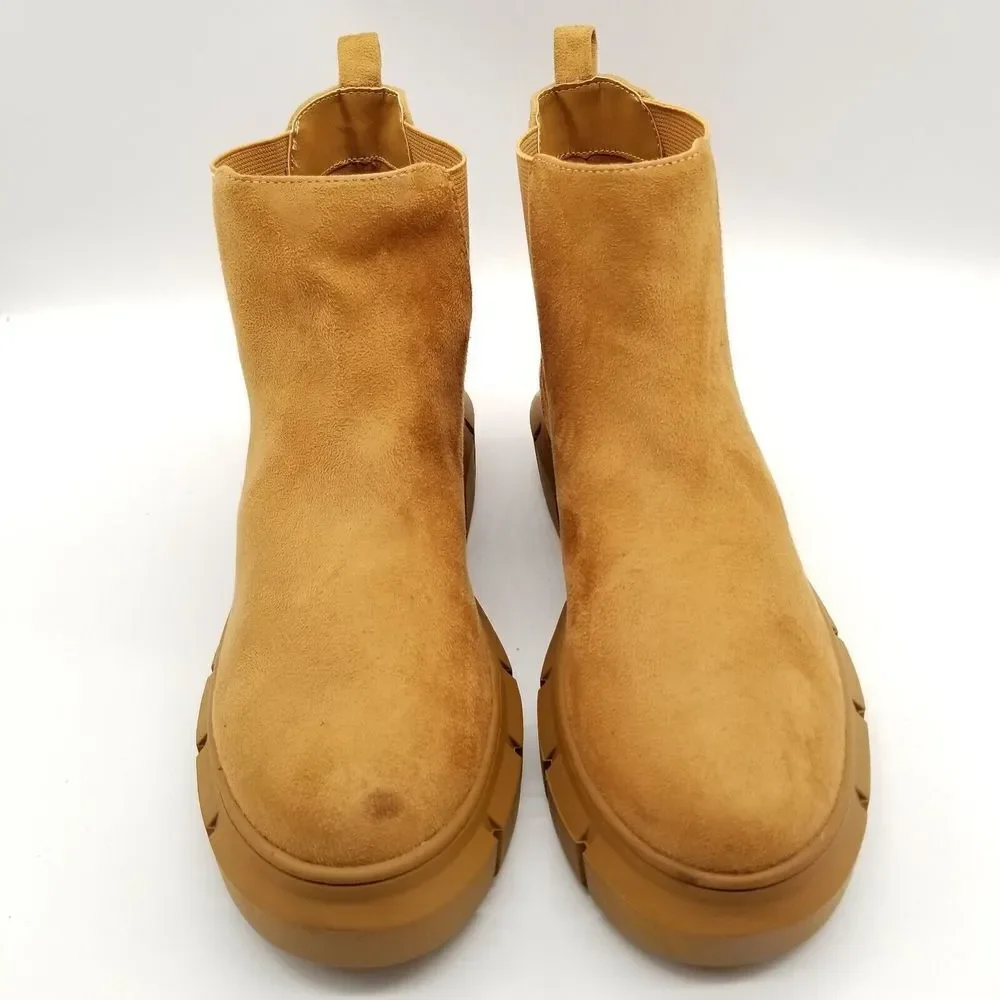 BP. Women Niya Chelsea‎ Ankle Booties Size 5.5 Brown Faux Suede Pull On